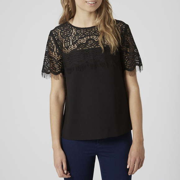 Topshop Tops - Topshop black lace top NWT